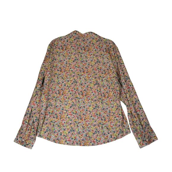 Floral Button Down Shirt Womens 2XL Colorful Long Sleeve Collared Blouse Light - Picture 6 of 12